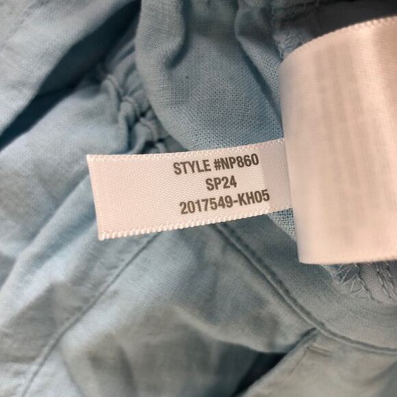 Madewell Pants Petite Pull-On Straight Crop Linen Blend Blue Heron NWT Size 14 - Picture 10 of 11